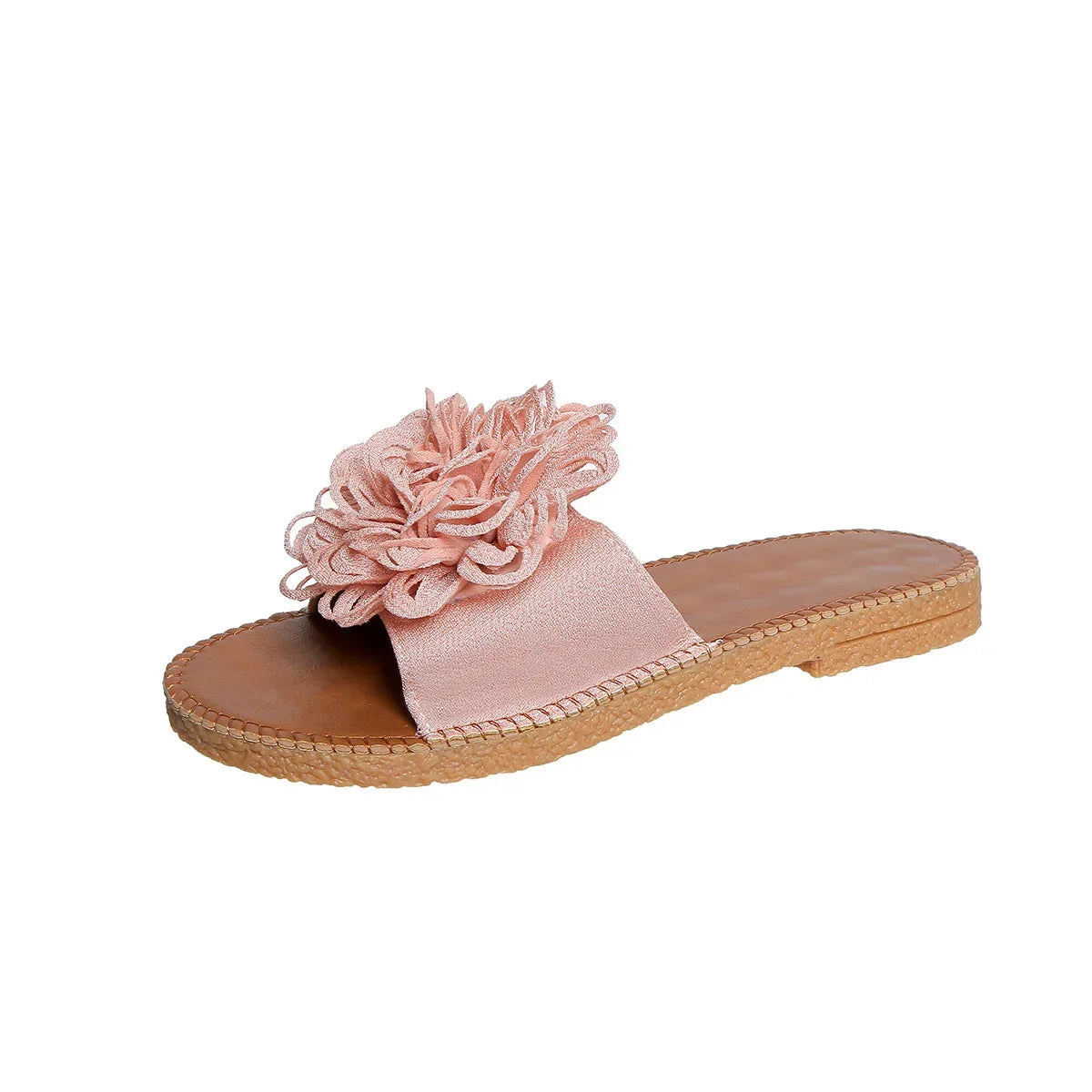 Women Flower Flat Slippers Casual Walking Shoes Female Summer Fashion Dress Sandals Outdoor Pink Shallow Zapatillas Mujer