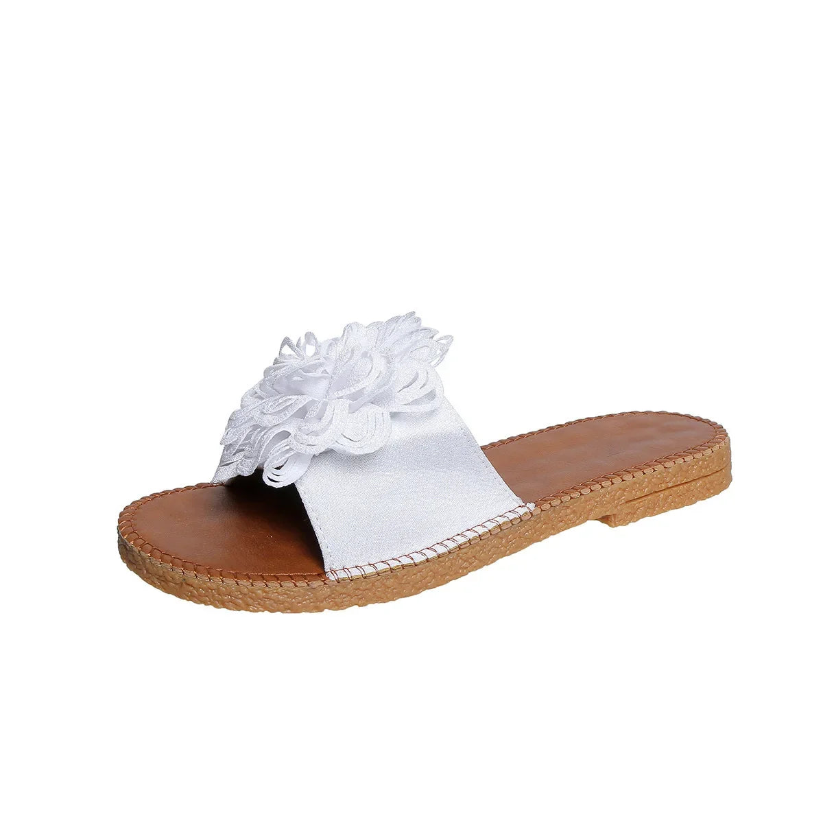 Women Flower Flat Slippers Casual Walking Shoes Female Summer Fashion Dress Sandals Outdoor Pink Shallow Zapatillas Mujer